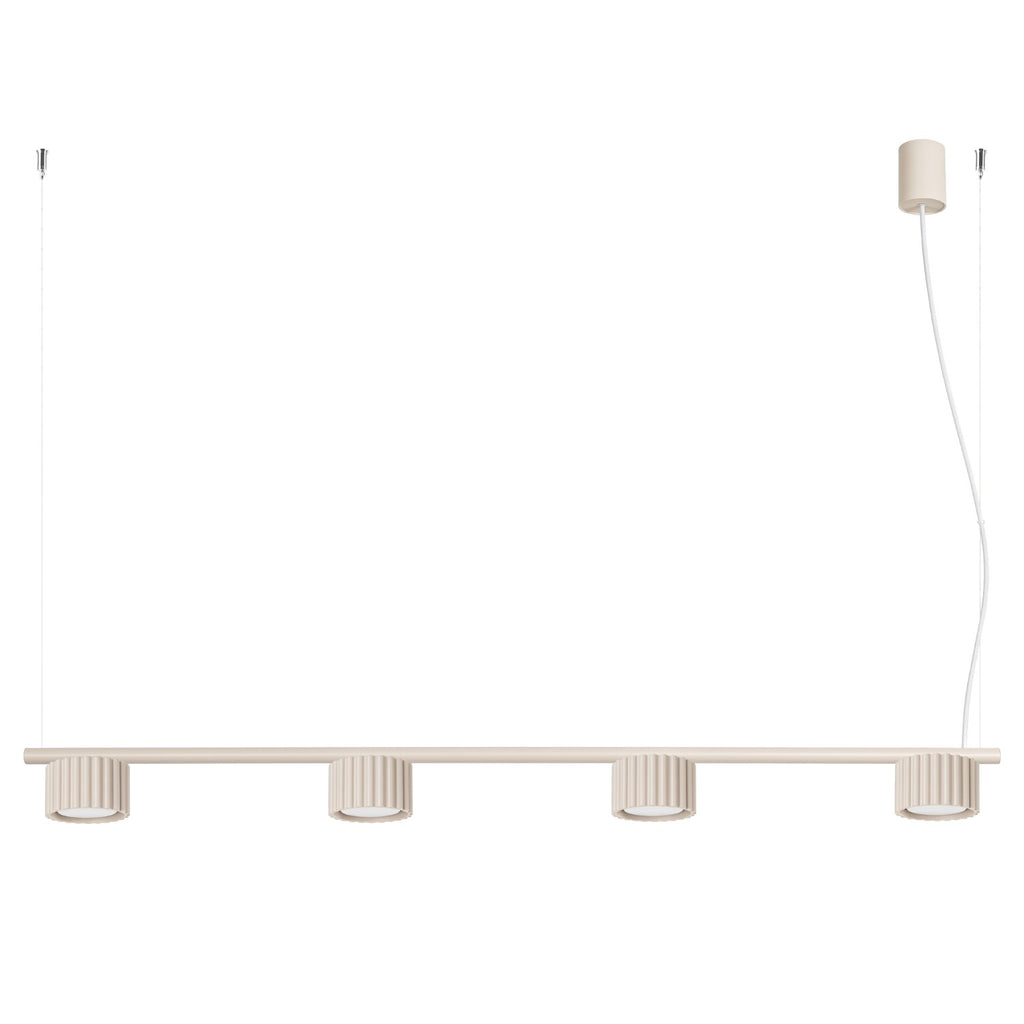Lustre Aura rampe 4 tambours aluminium beige GX53