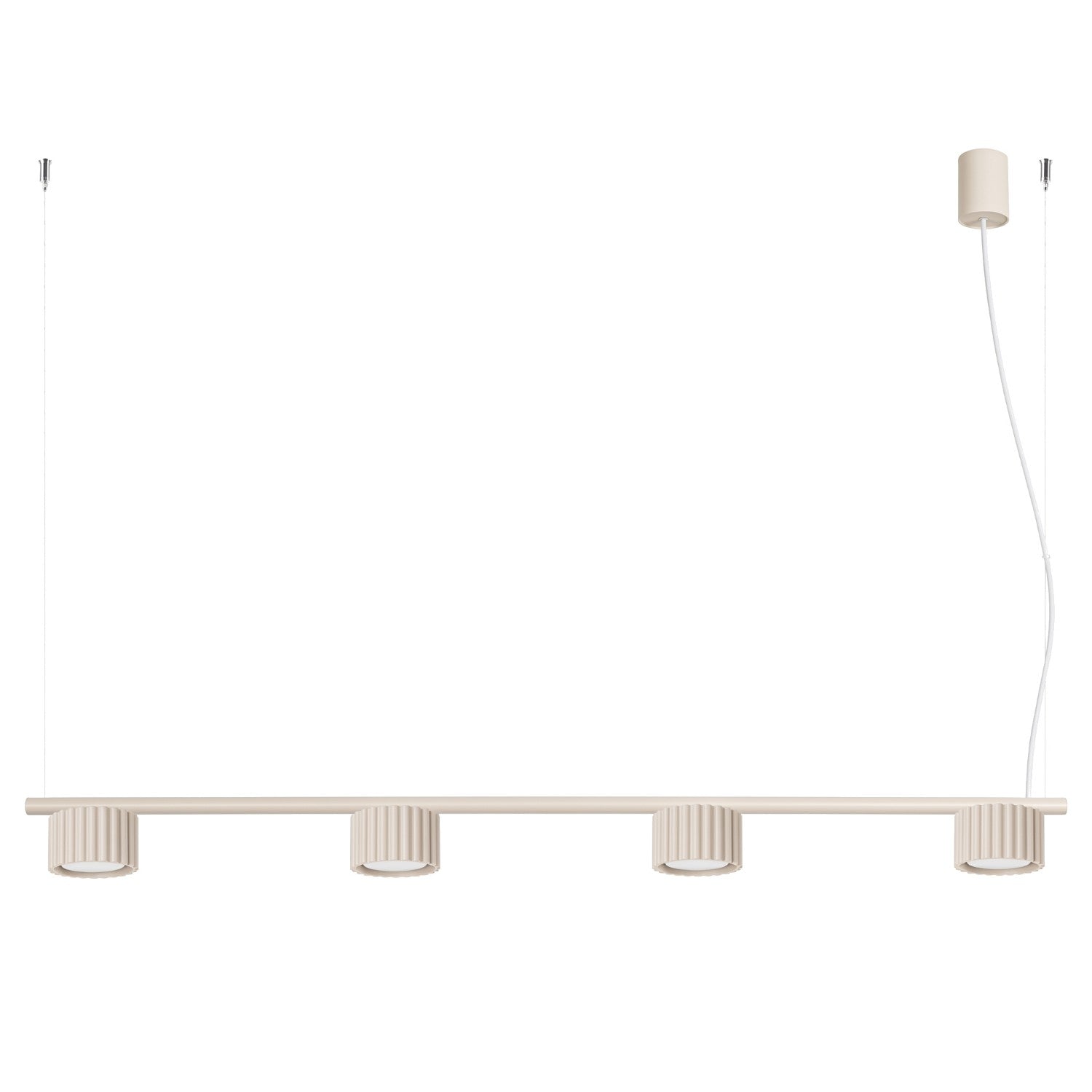 Lustre Aura rampe 4 tambours aluminium beige GX53