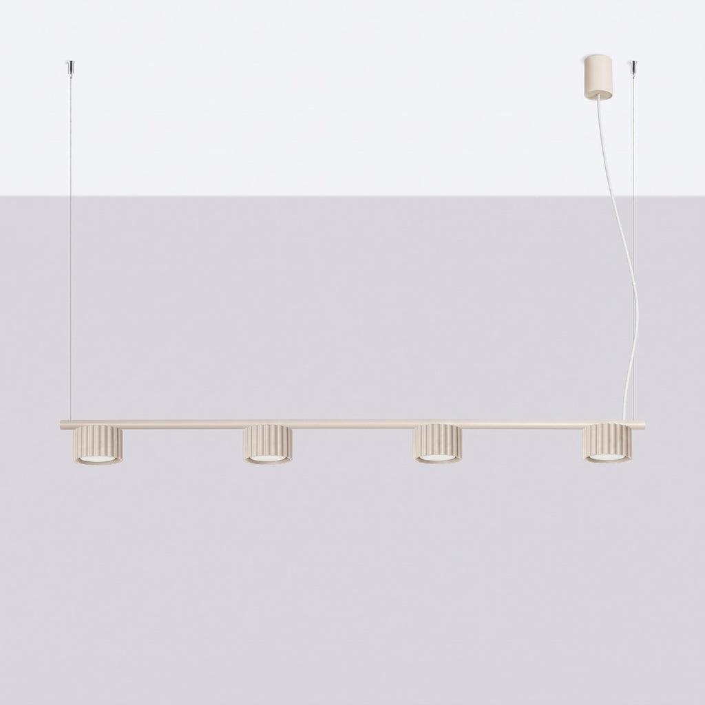 Lustre Aura rampe 4 tambours aluminium beige GX53 vue de profil