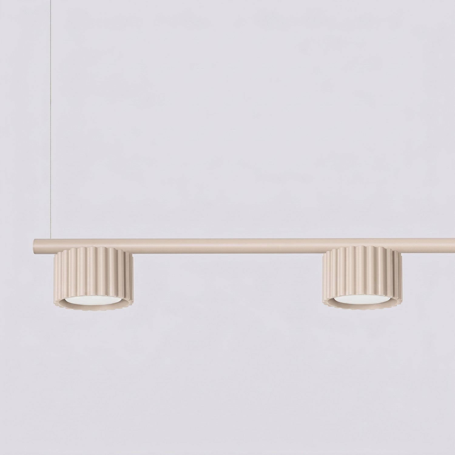 Lustre Aura rampe 4 tambours aluminium beige GX53 en situation
