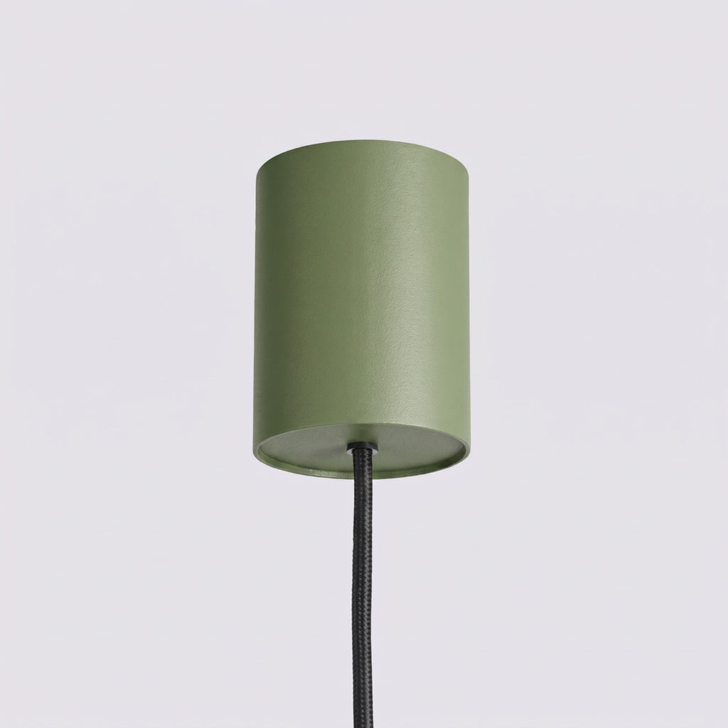 Lustre Aura rampe 4 tambours aluminium vert olive GX53 détail