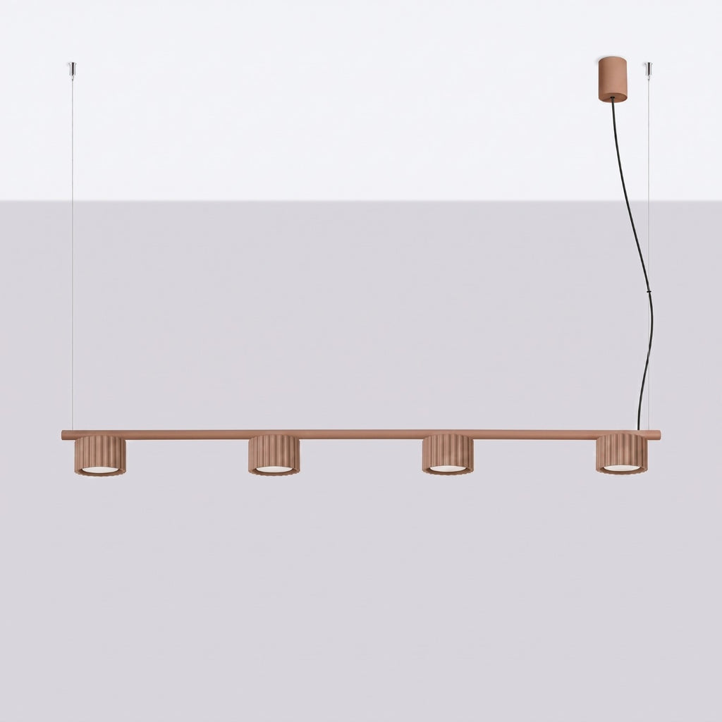 Lustre Aura rampe 4 tambours aluminium mocca GX53 vue de profil