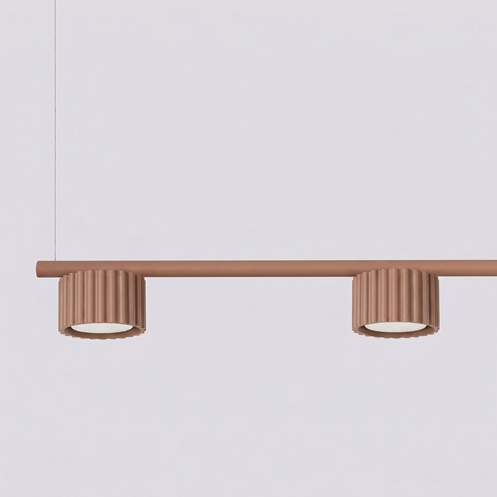 Lustre Aura rampe 4 tambours aluminium mocca GX53 en situation