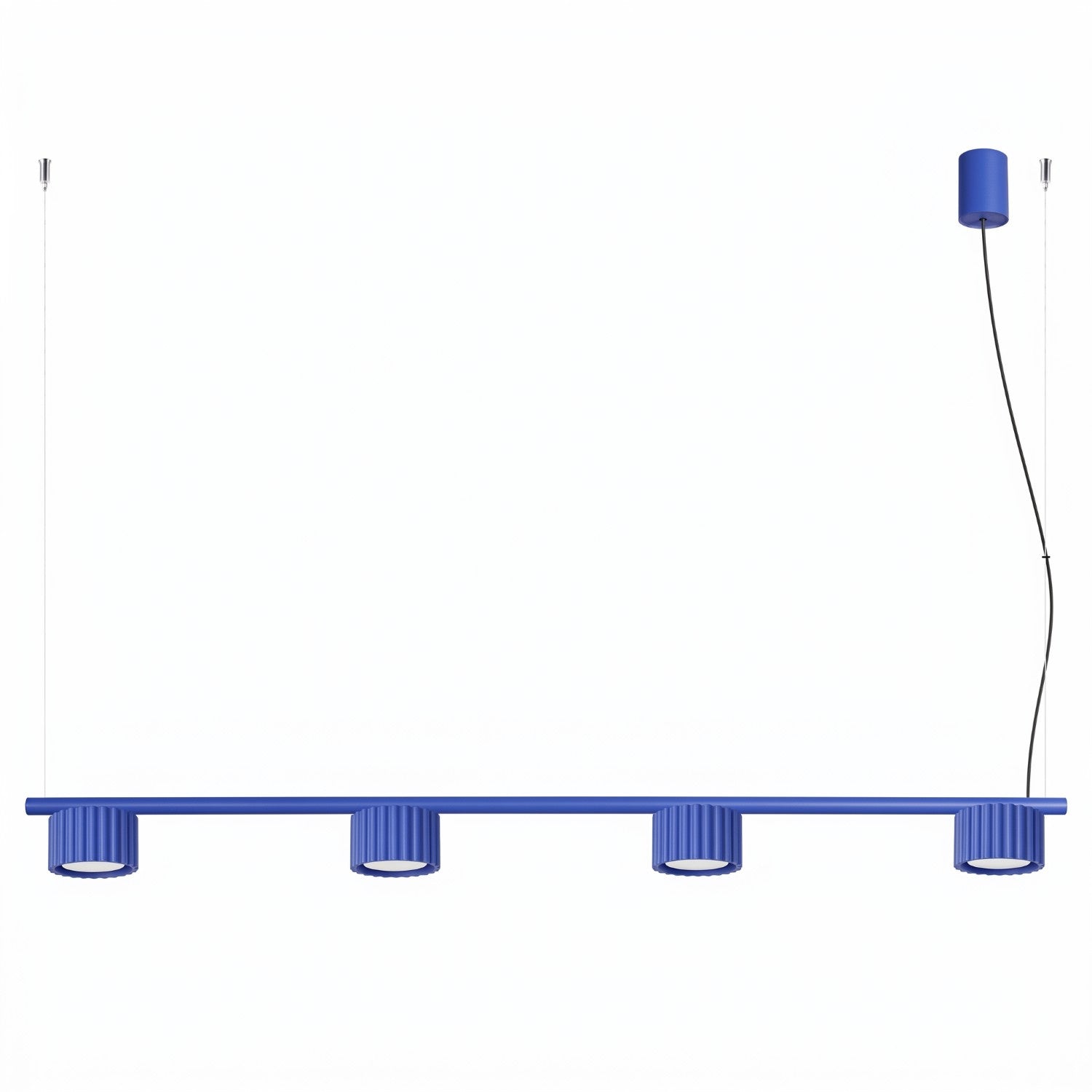 Lustre Aura rampe 4 tambours aluminium outremer GX53