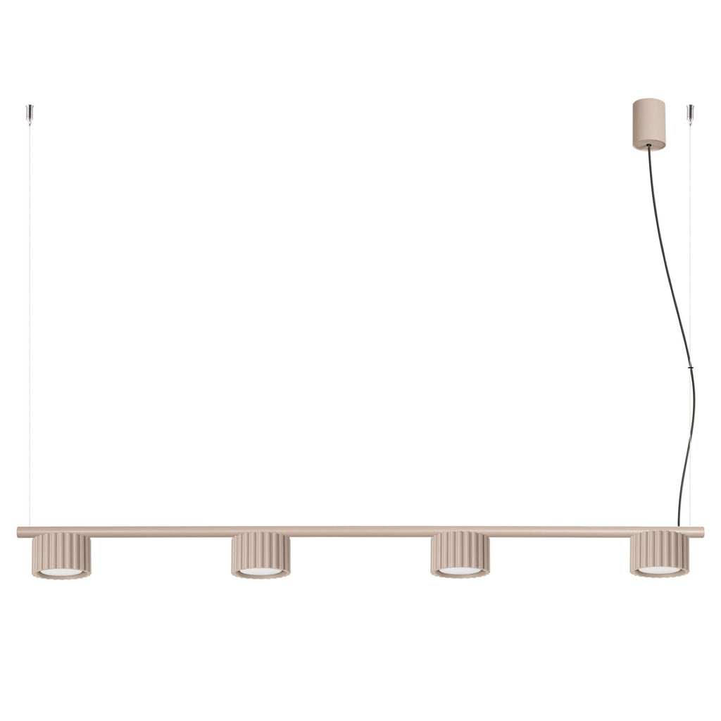 Lustre Aura rampe 4 tambours aluminium taupe GX53