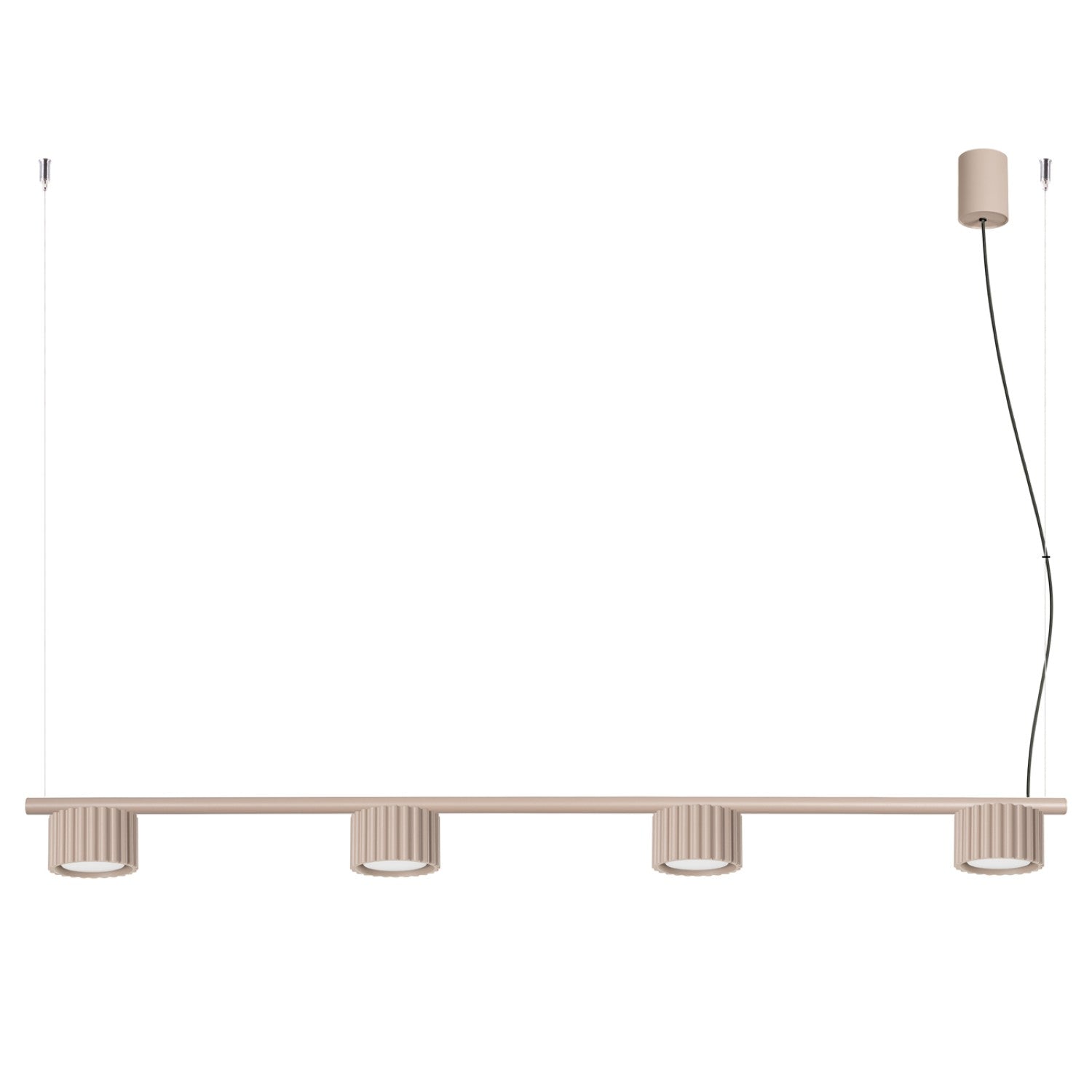 Lustre Aura rampe 4 tambours aluminium taupe GX53