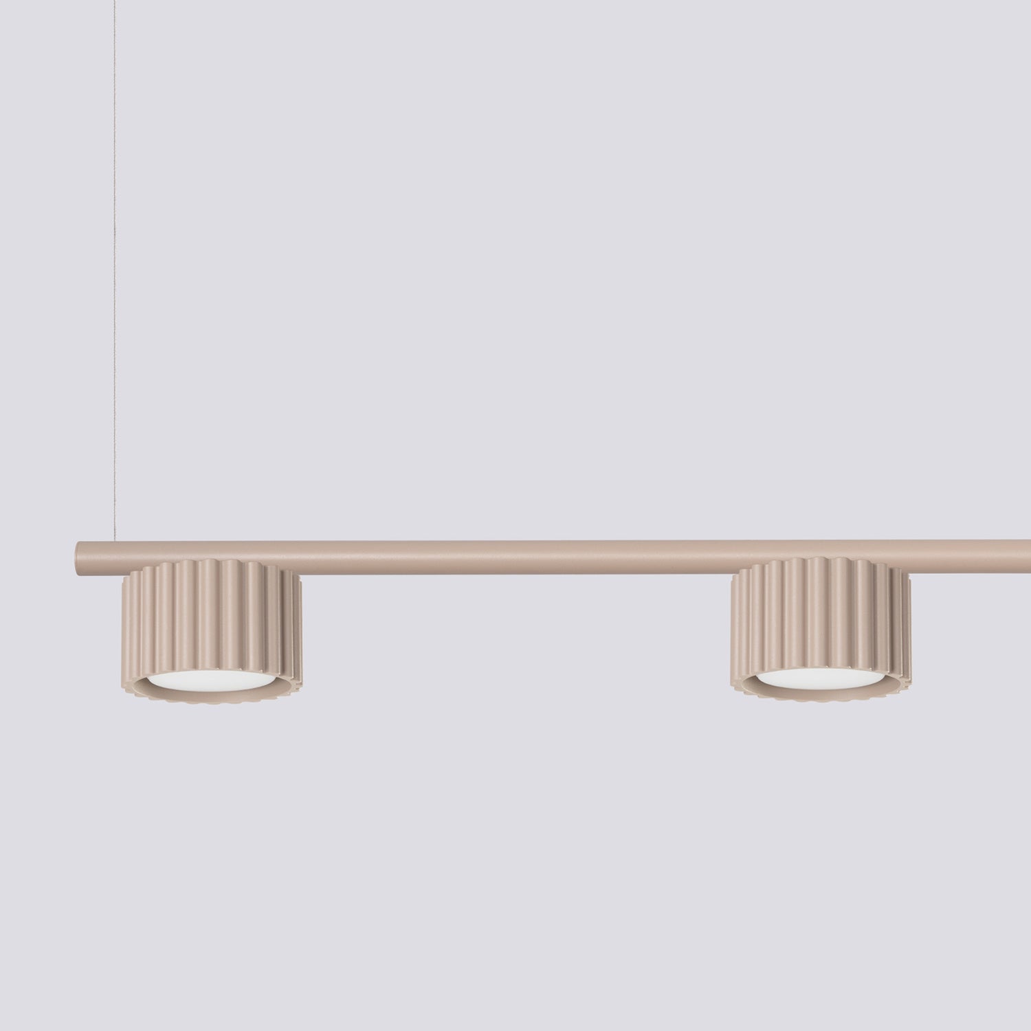 Lustre Aura rampe 4 tambours aluminium taupe GX53 en situation