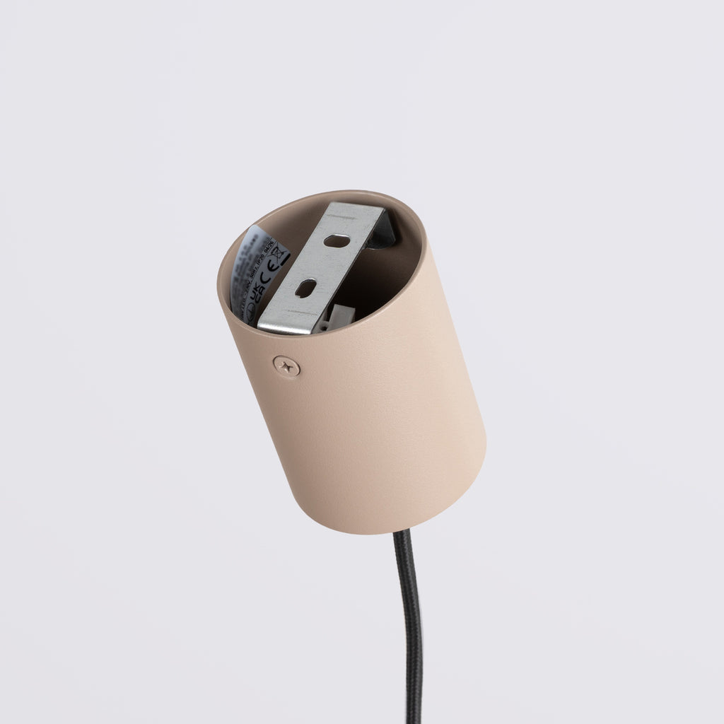 Lustre Aura rampe 4 tambours aluminium taupe GX53 vue de dessous