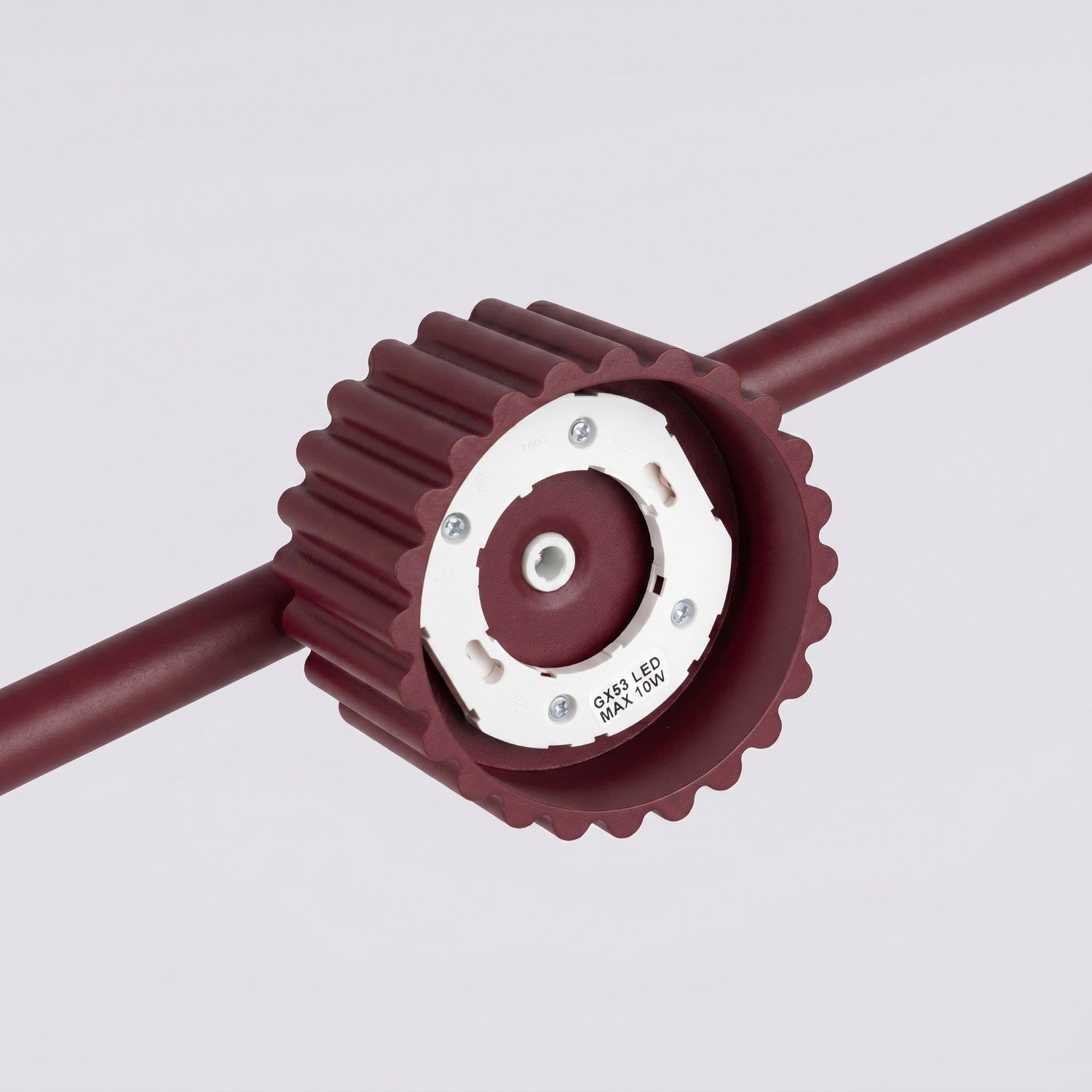 Lustre Aura rampe 4 tambours aluminium bordeaux GX53 ambiance