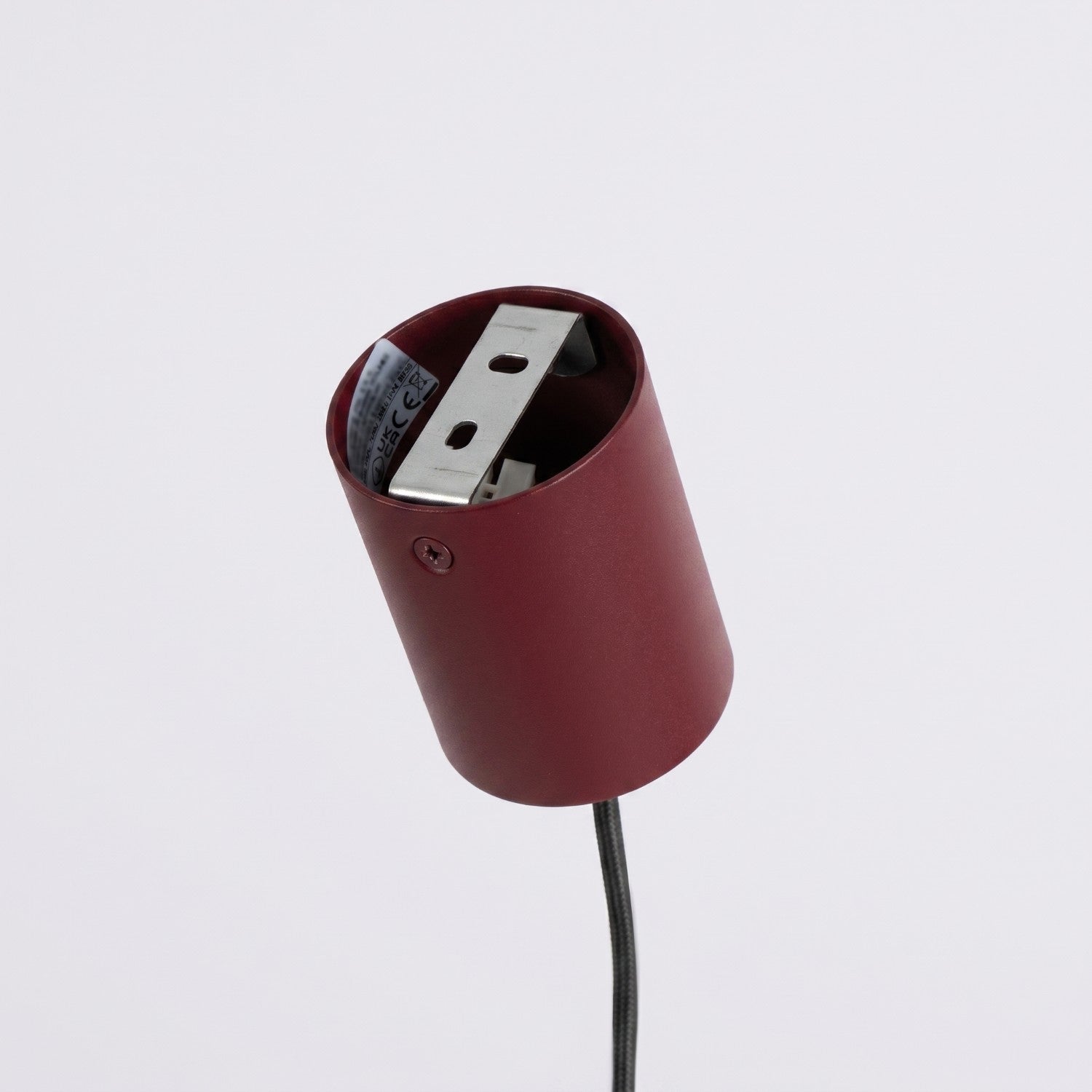 Lustre Aura rampe 4 tambours aluminium bordeaux GX53 vue de dessous