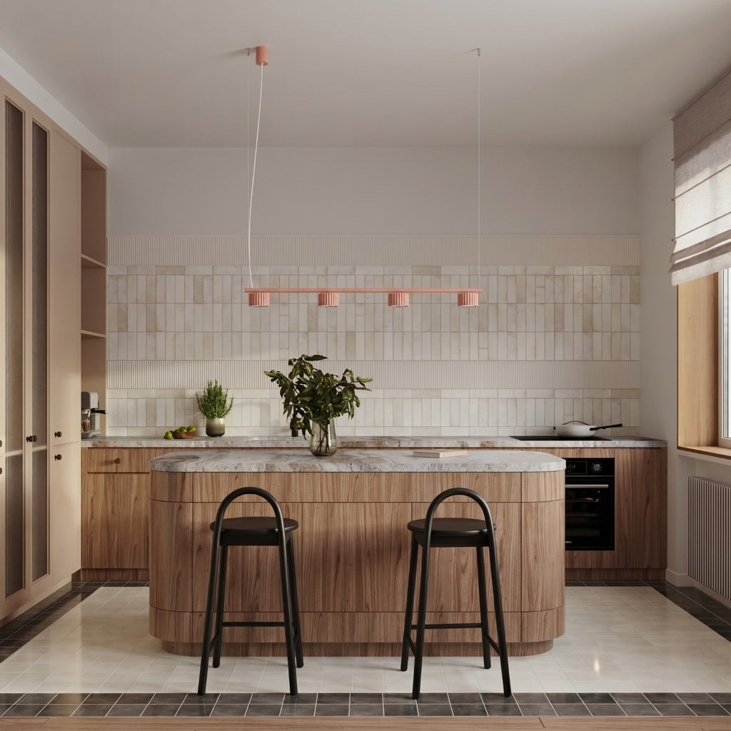 Lustre Aura rampe 4 tambours aluminium pêche GX53 vue de profil