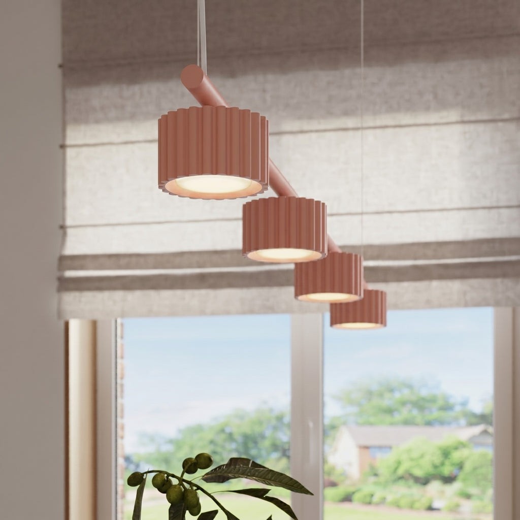 Lustre Aura rampe 4 tambours aluminium pêche GX53 en situation