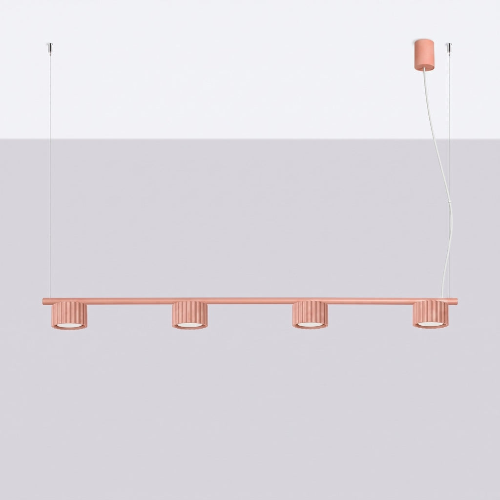 Lustre Aura rampe 4 tambours aluminium pêche GX53 vue de profil