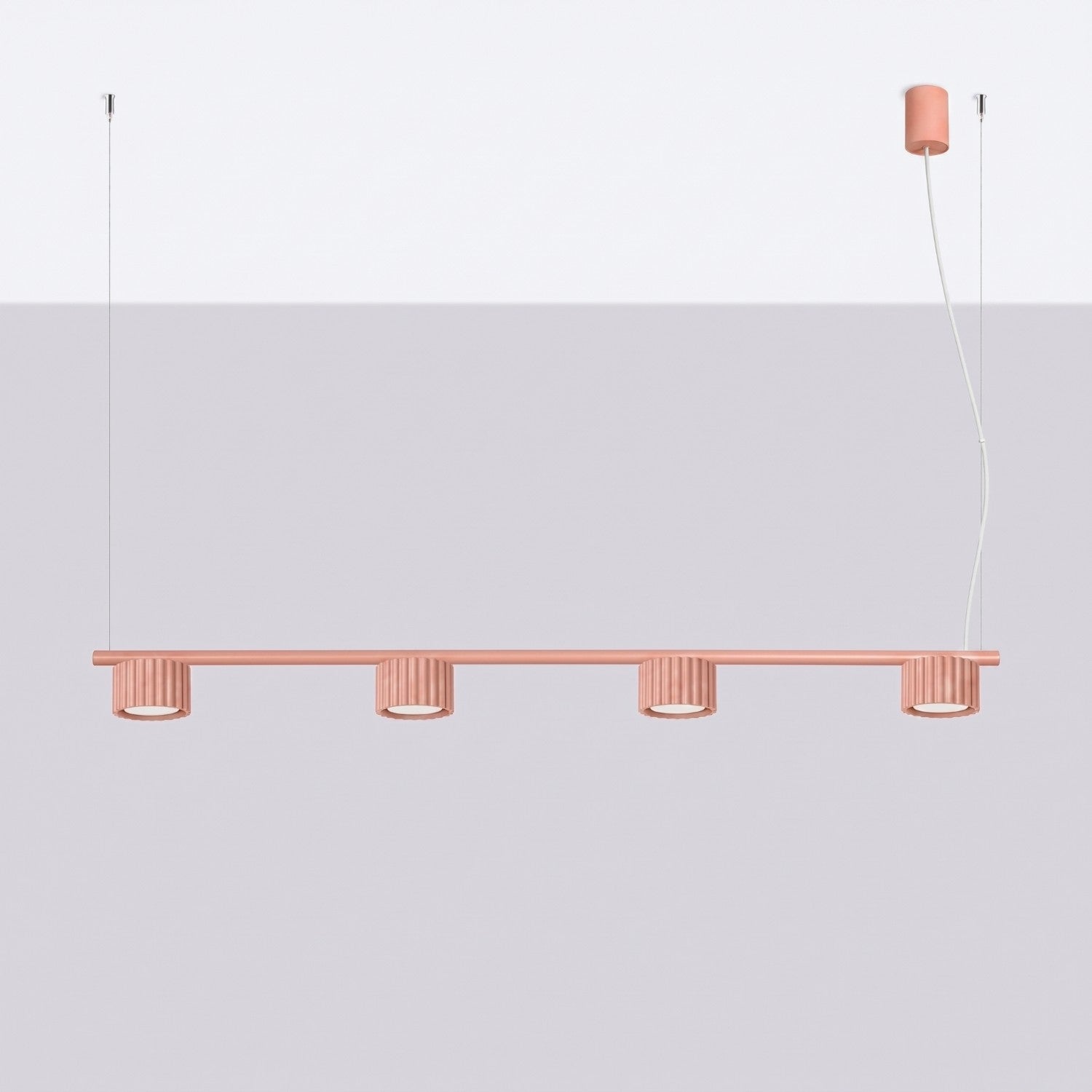 Lustre Aura rampe 4 tambours aluminium pêche GX53 vue de profil
