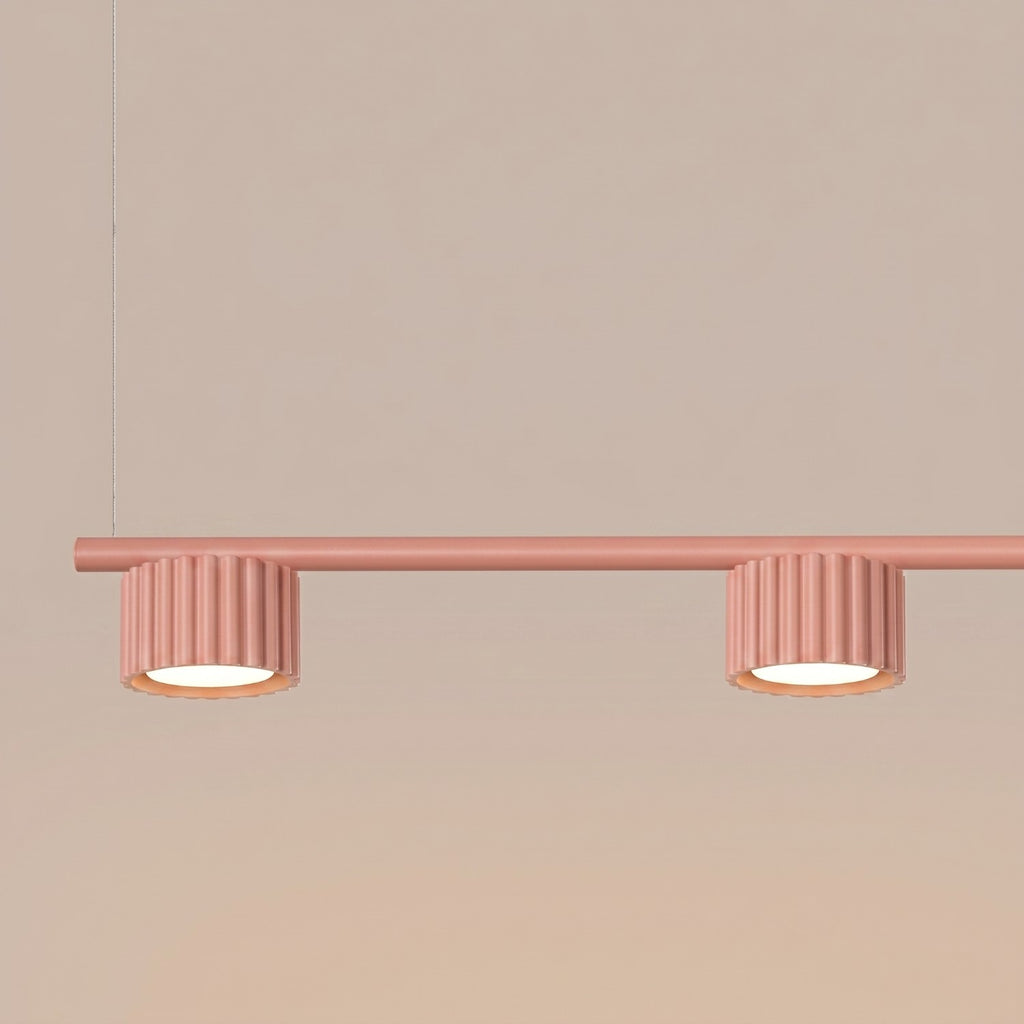 Lustre Aura rampe 4 tambours aluminium pêche GX53 détail des cannelures