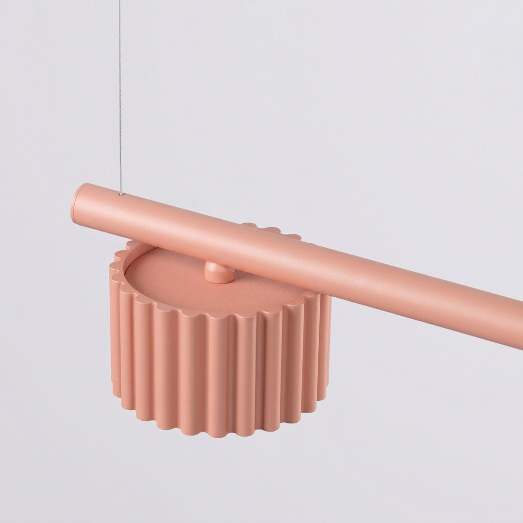 Lustre Aura rampe 4 tambours aluminium pêche GX53 vue rapprochée