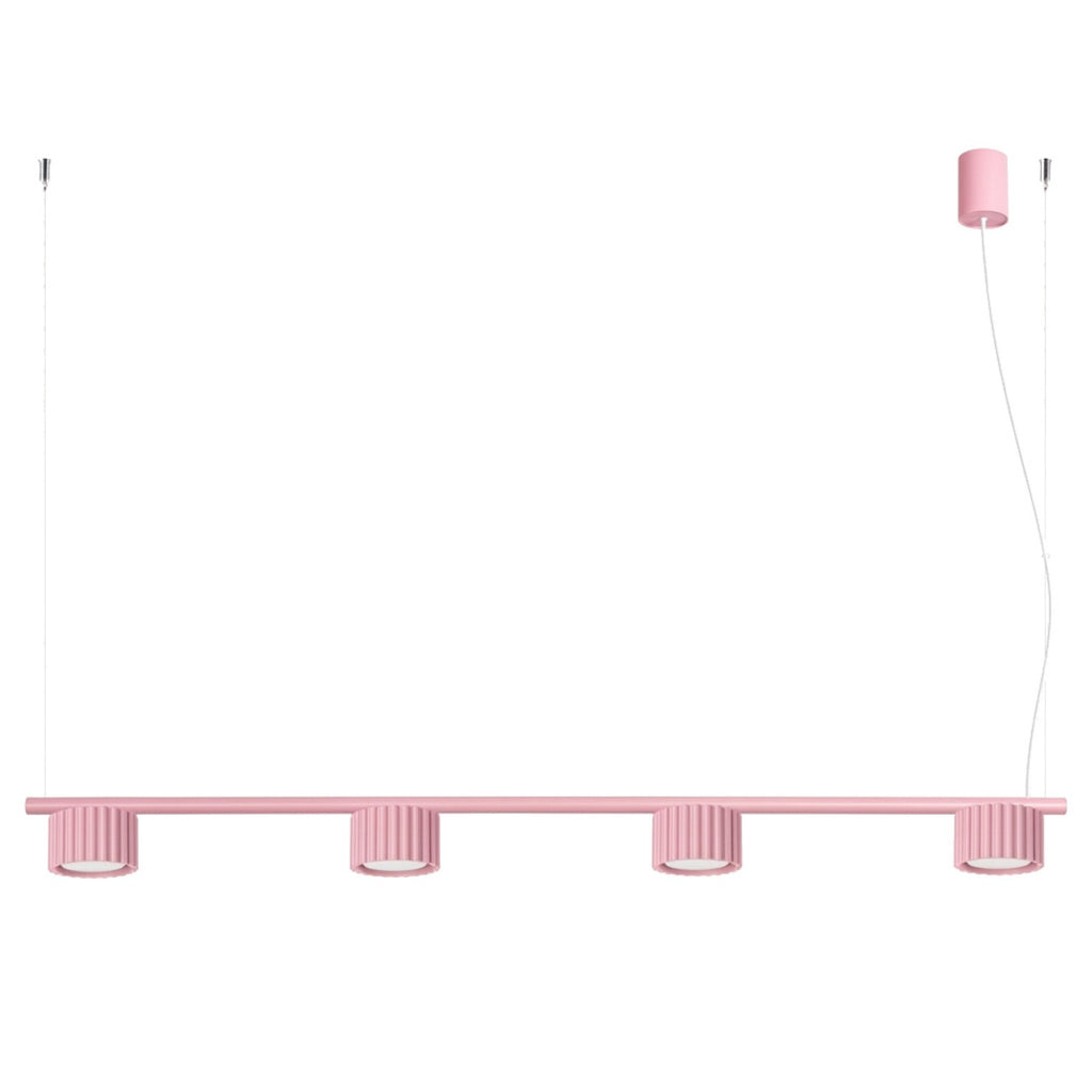 Lustre Aura rampe 4 tambours aluminium rose GX53