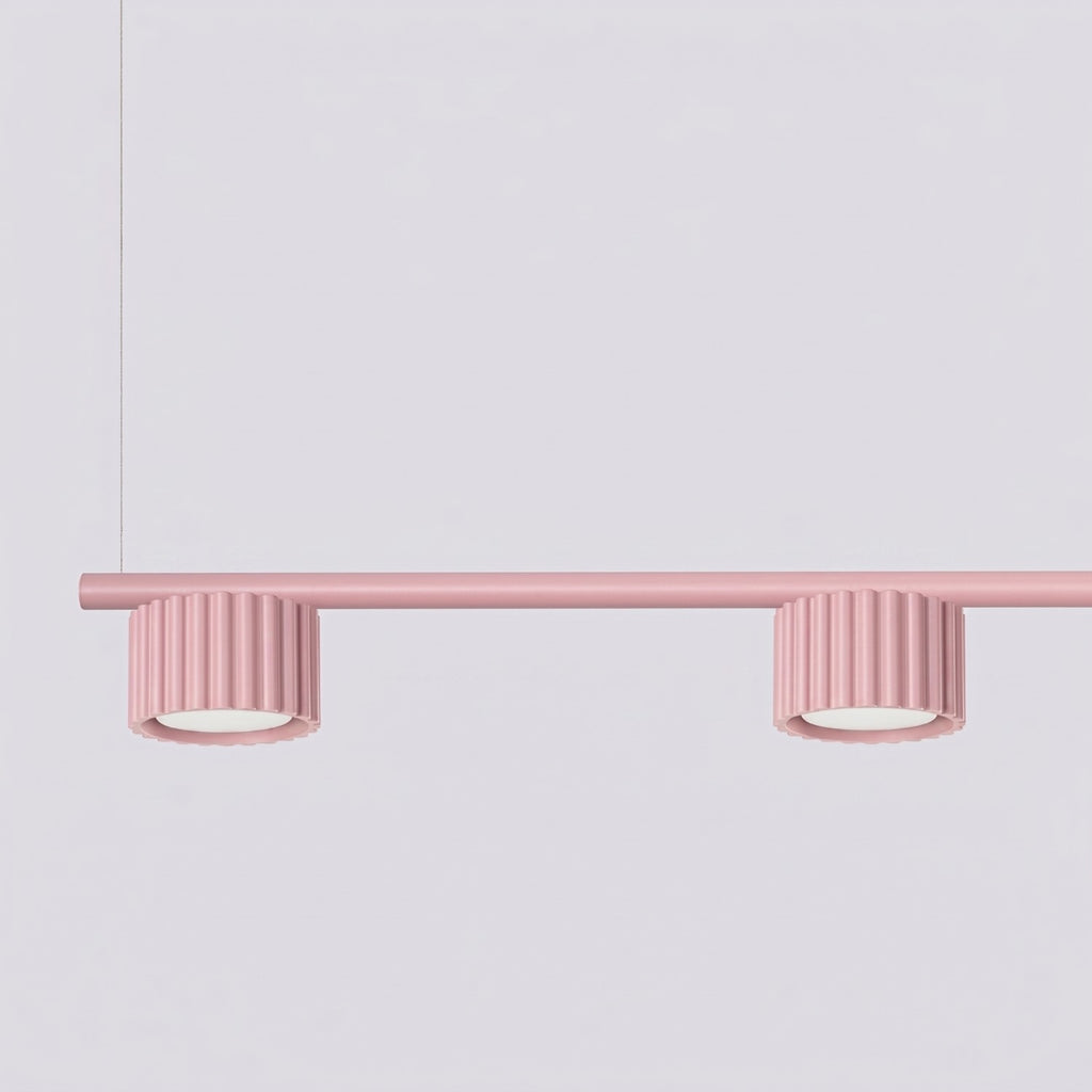 Lustre Aura rampe 4 tambours aluminium rose GX53 en situation