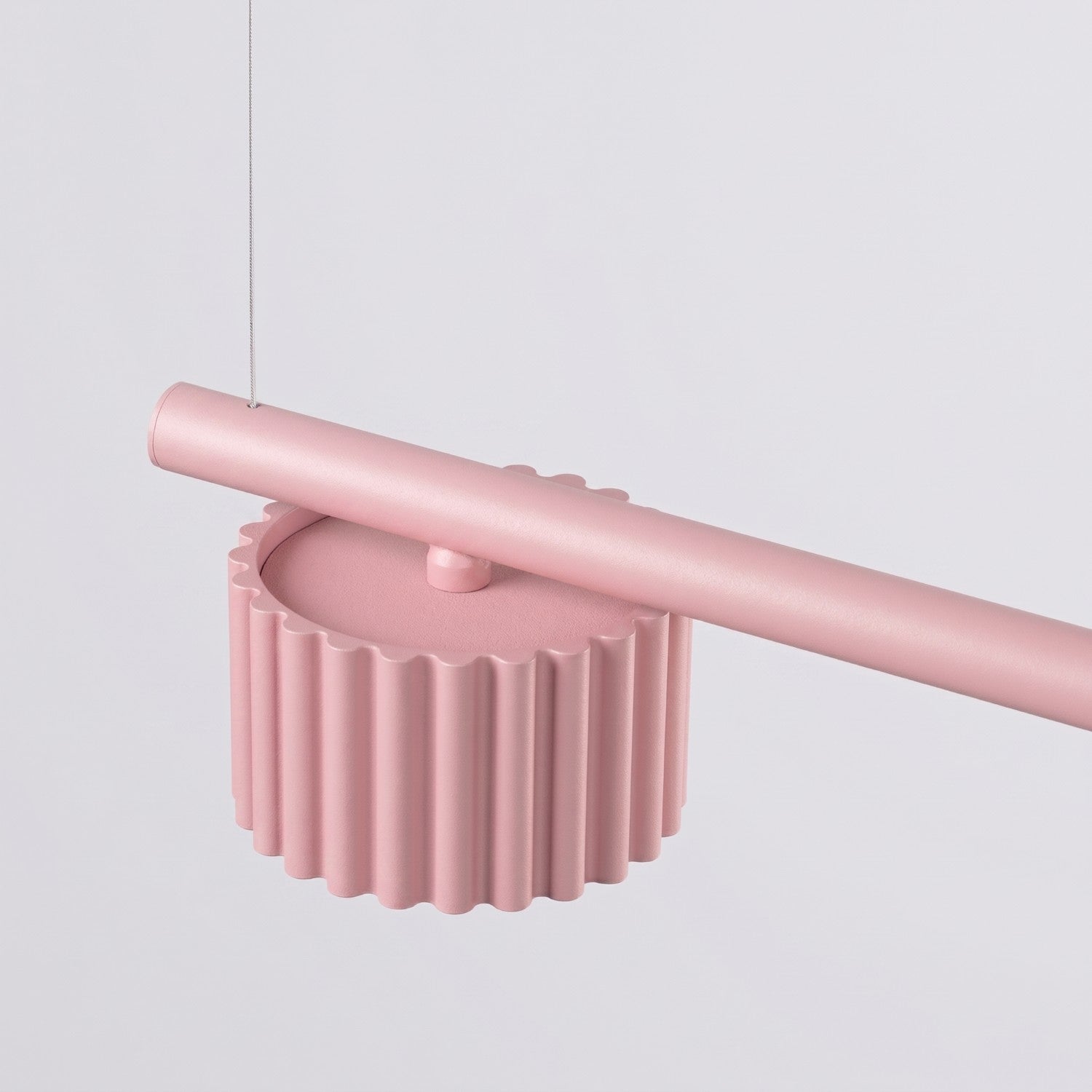 Lustre Aura rampe 4 tambours aluminium rose GX53 vue rapprochée