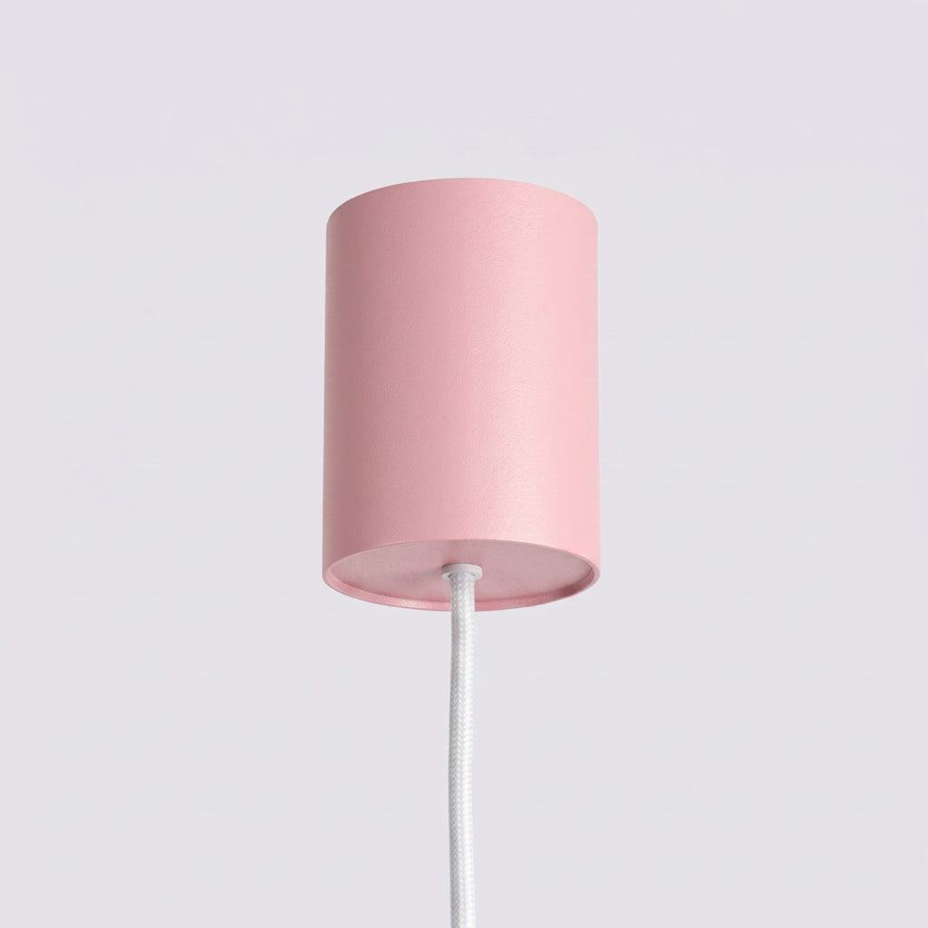 Lustre Aura rampe 4 tambours aluminium rose GX53 détail