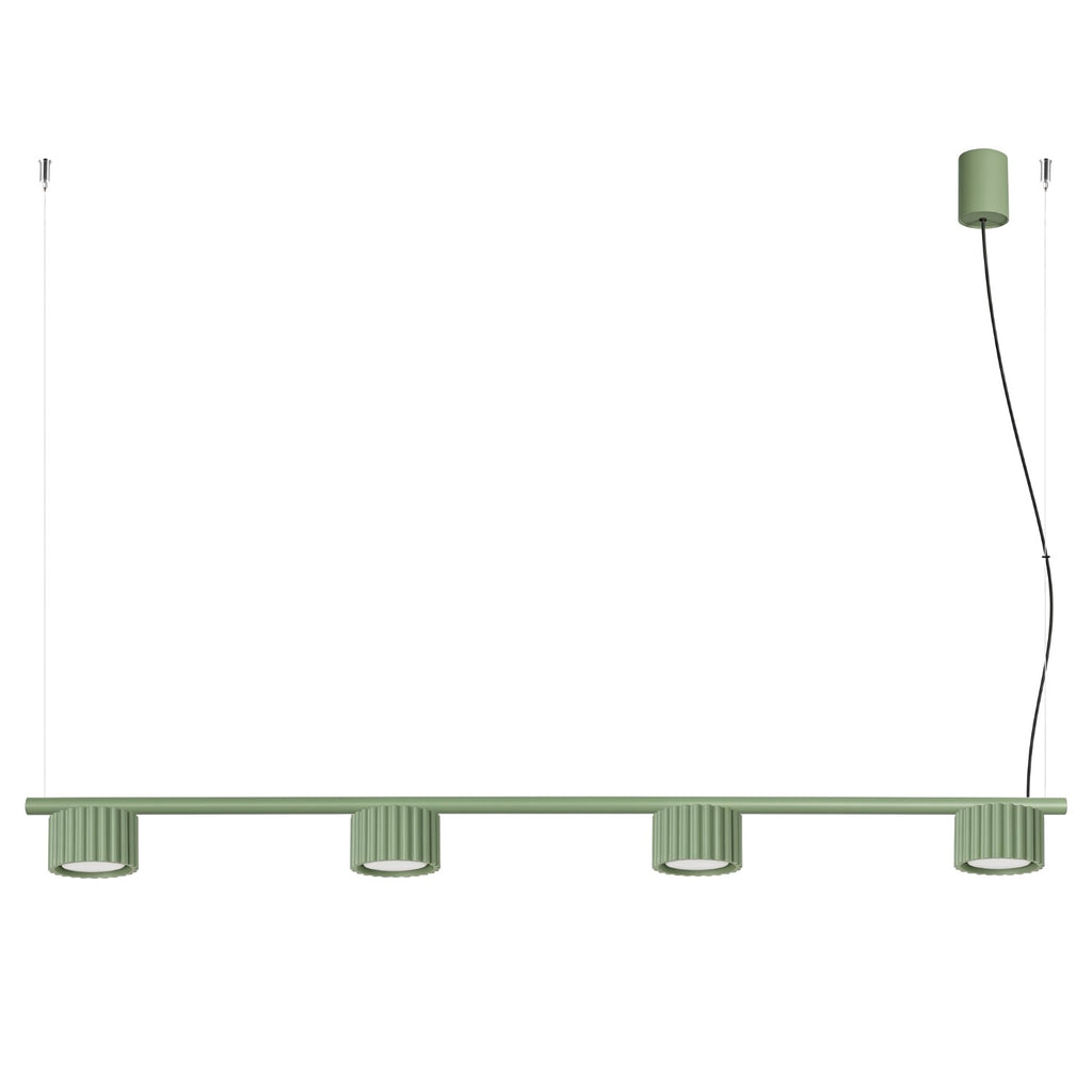 Lustre Aura rampe 4 tambours aluminium vert sauge GX53