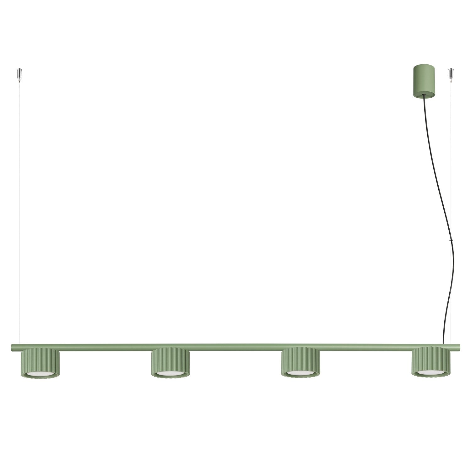Lustre Aura rampe 4 tambours aluminium vert sauge GX53