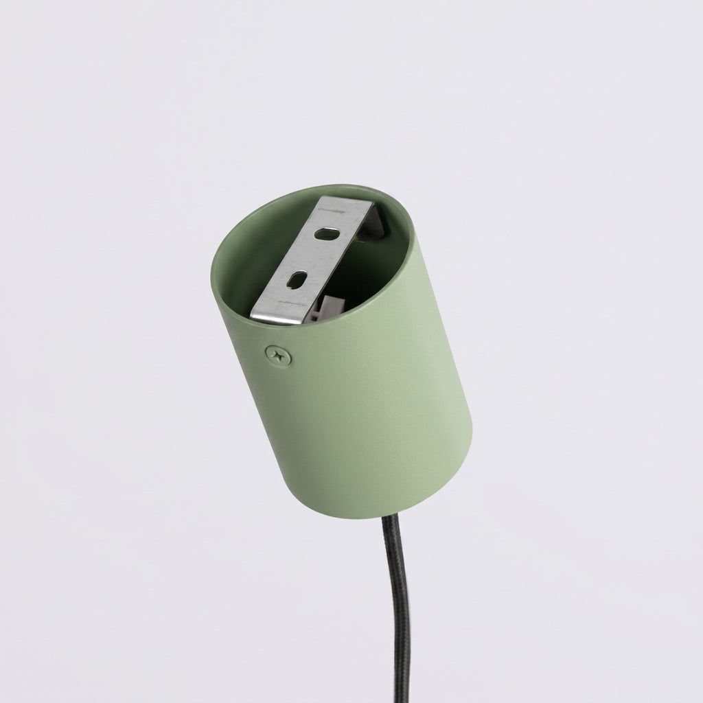 Lustre Aura rampe 4 tambours aluminium vert sauge GX53 vue de dessous