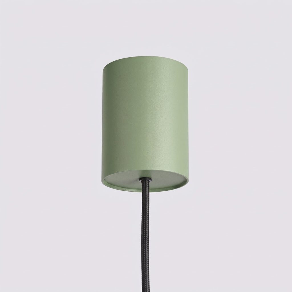 Lustre Aura rampe 4 tambours aluminium vert sauge GX53 détail