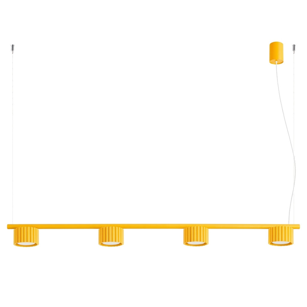 Lustre Aura rampe 4 tambours aluminium jaune GX53