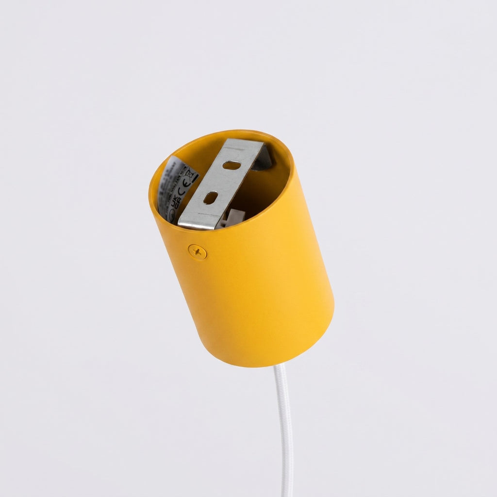 Lustre Aura rampe 4 tambours aluminium jaune GX53 vue de dessous