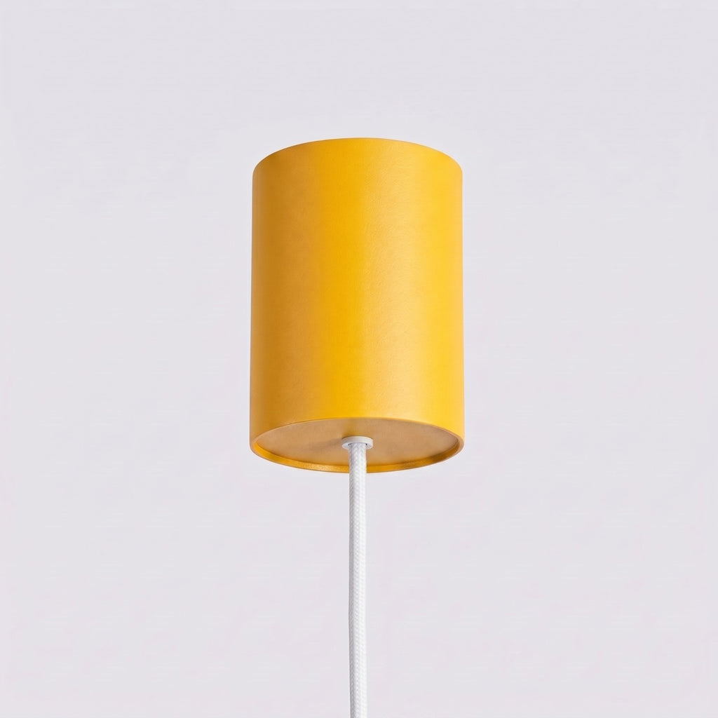Lustre Aura rampe 4 tambours aluminium jaune GX53 détail