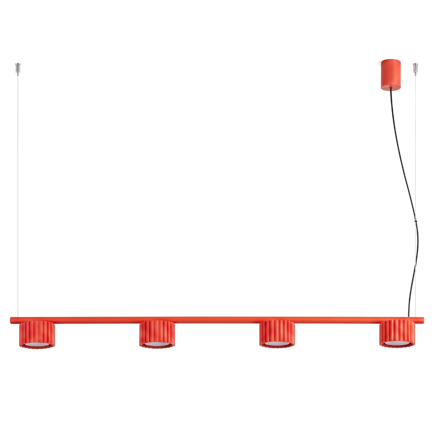 Lustre Aura rampe 4 tambours aluminium rouge GX53
