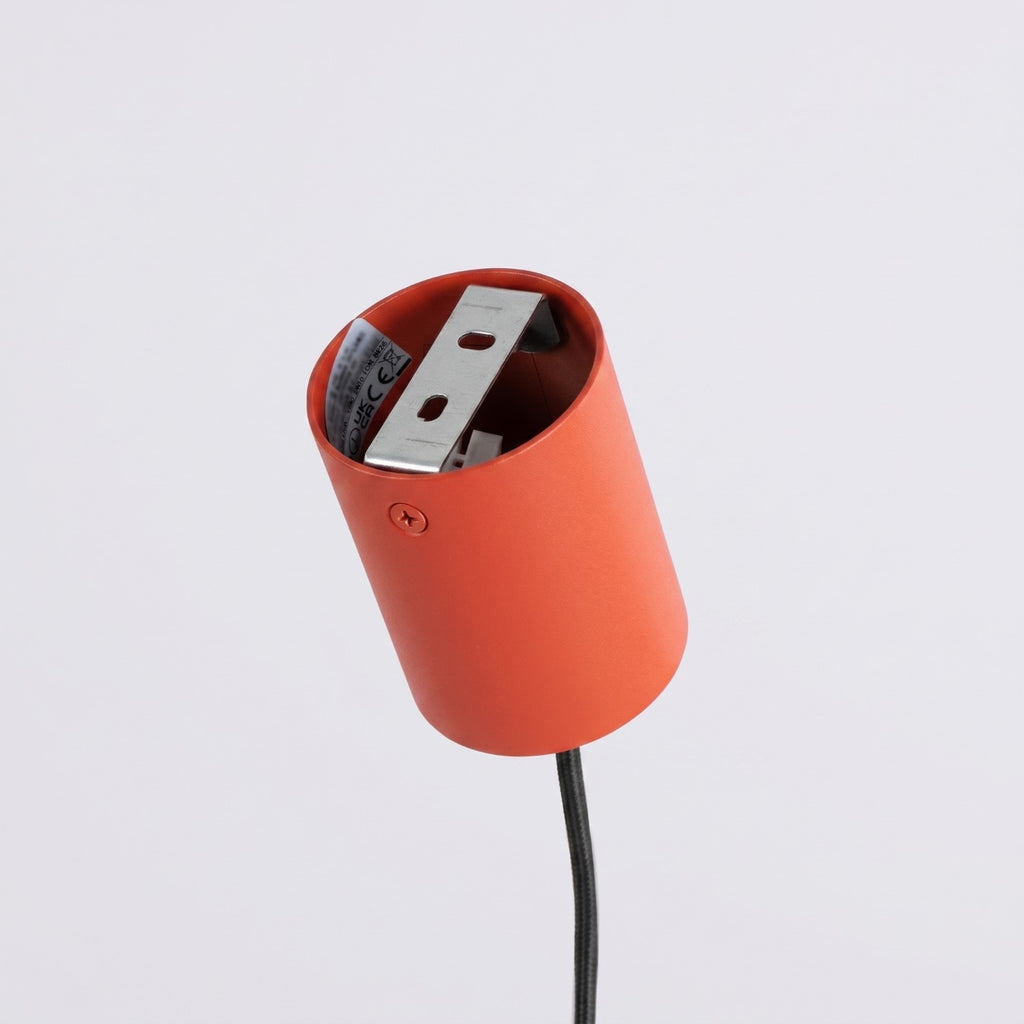 Lustre Aura rampe 4 tambours aluminium rouge GX53 vue de dessous