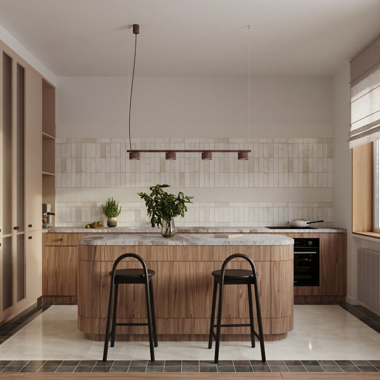 Lustre Aura rampe 4 tambours aluminium brun GX53 vue de profil