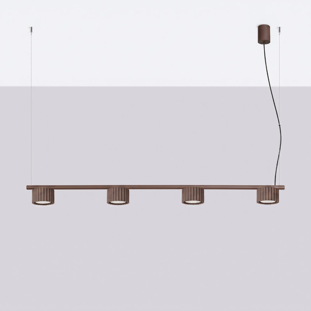 Lustre Aura rampe 4 tambours aluminium brun GX53 vue de profil