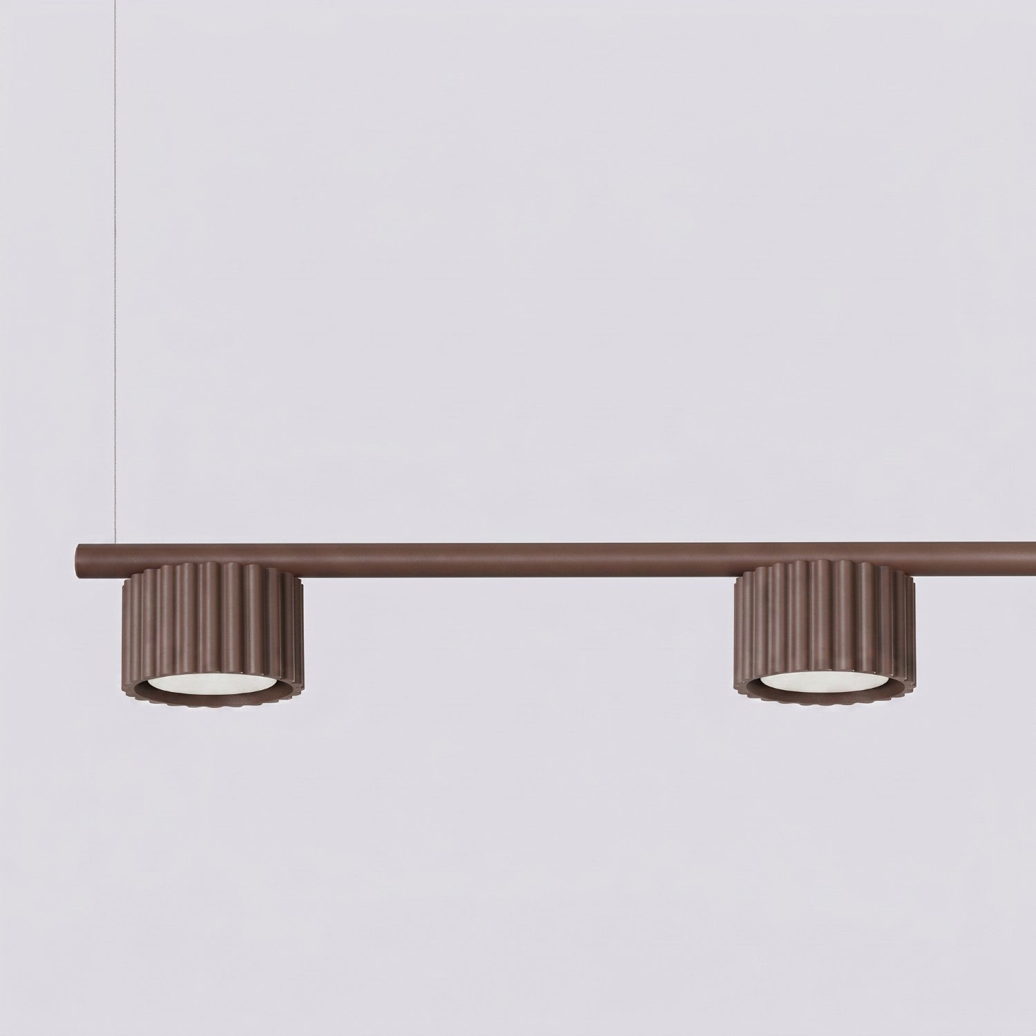 Lustre Aura rampe 4 tambours aluminium brun GX53 en situation