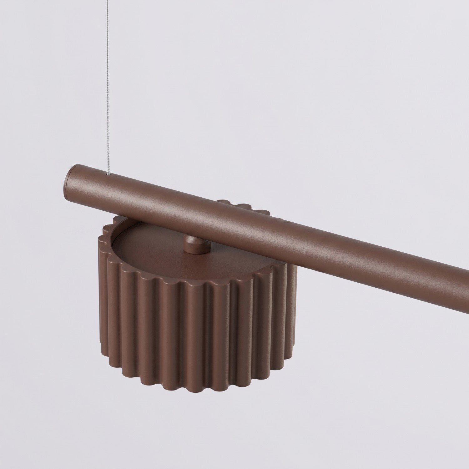 Lustre Aura rampe 4 tambours aluminium brun GX53 vue rapprochée