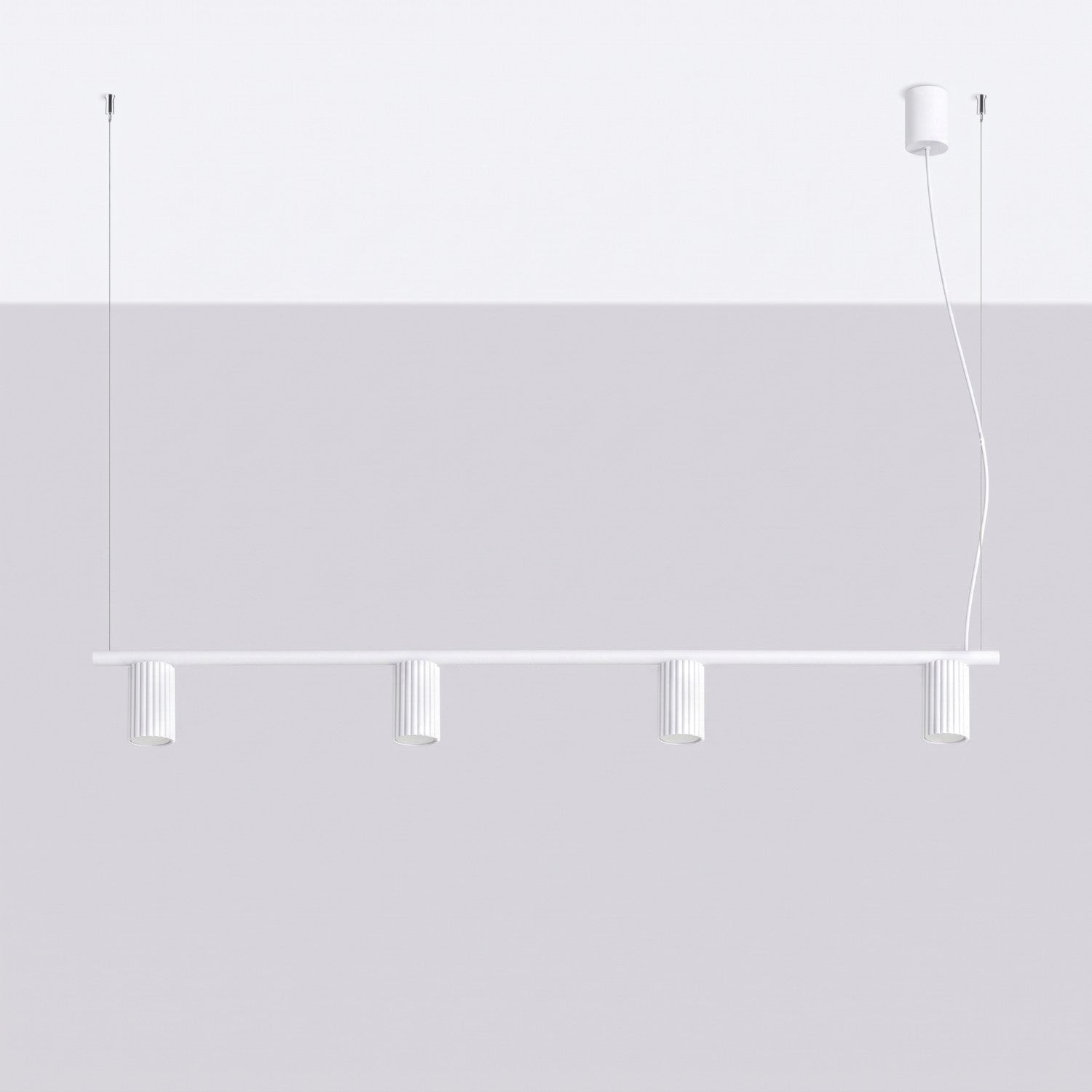 Lustre Karbon rampe 4 spots aluminium blanc GU10 vue de profil