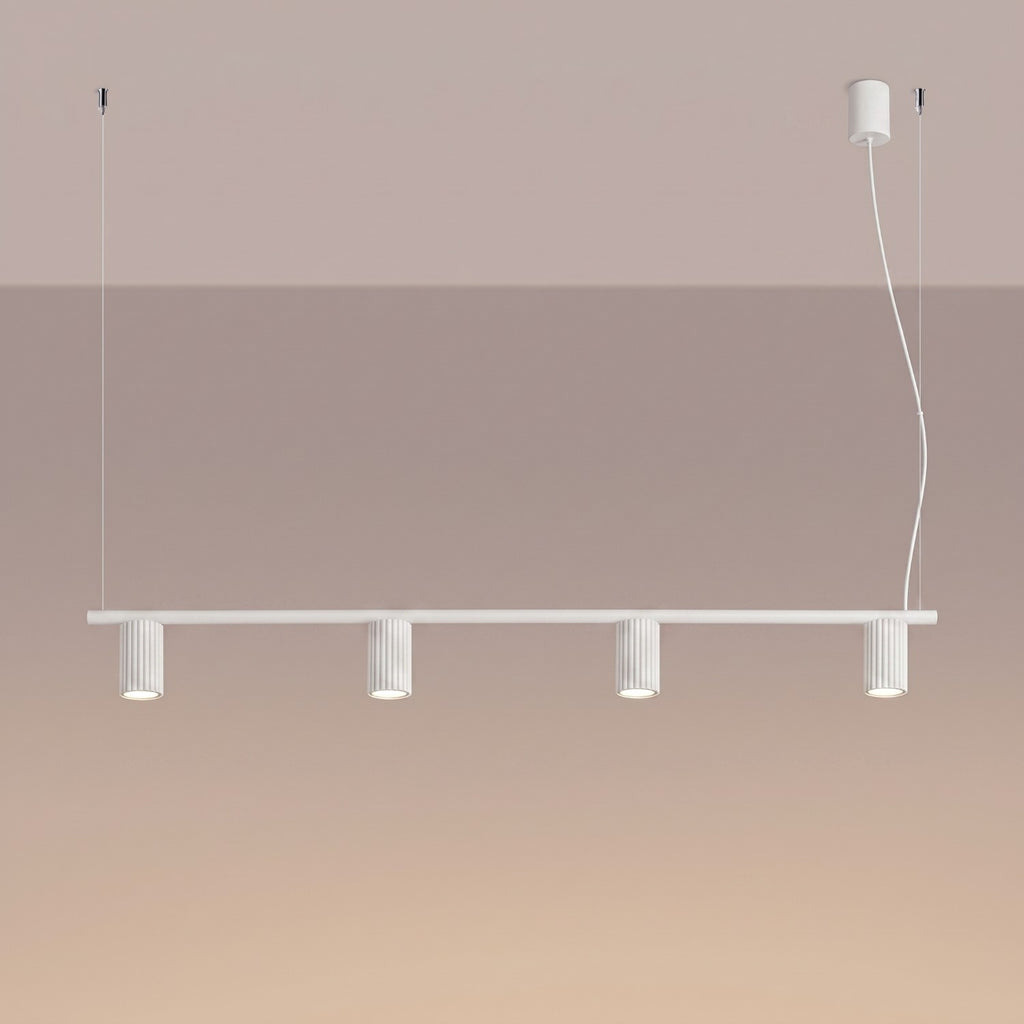 Lustre Karbon rampe 4 spots aluminium blanc GU10 vue de trois quarts