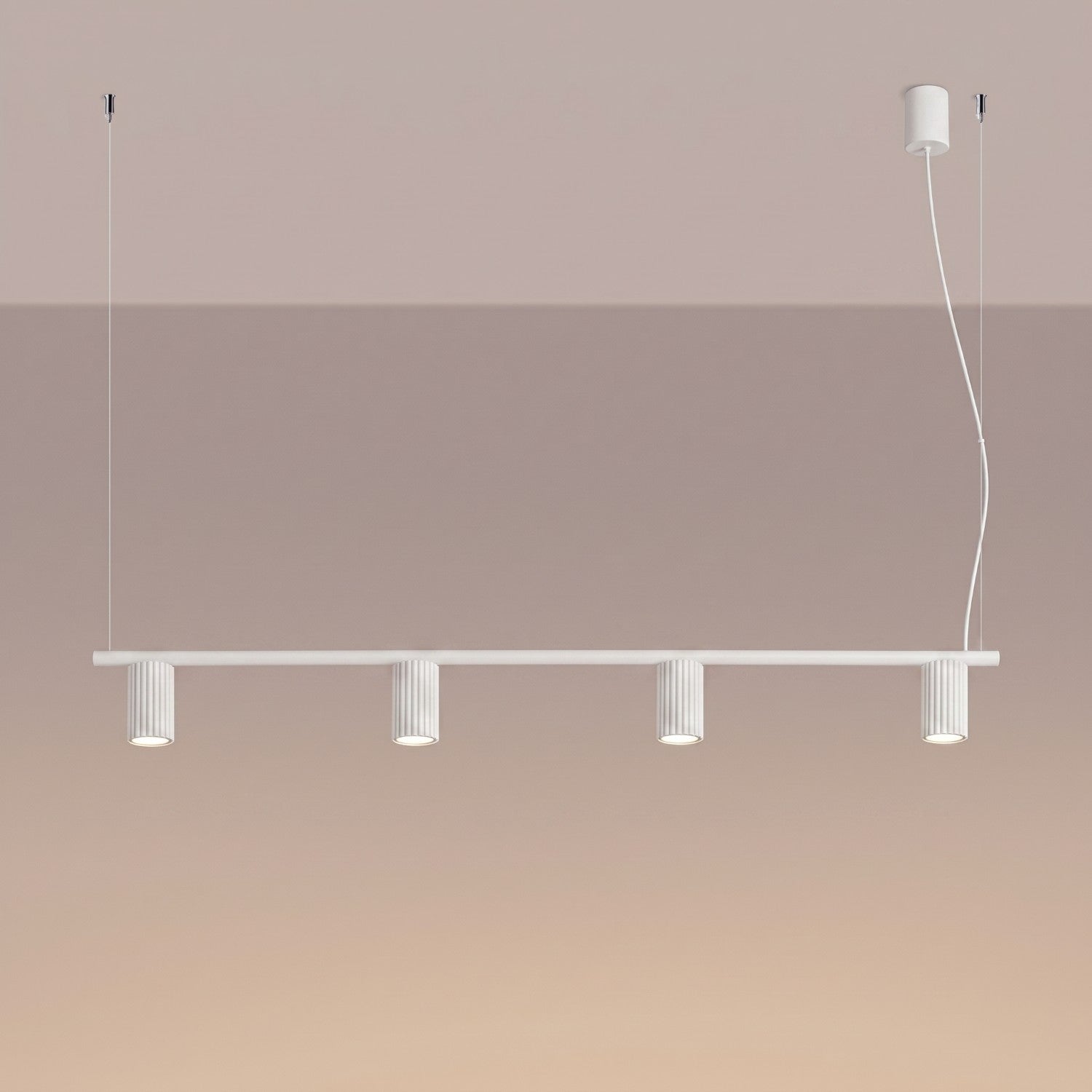 Lustre Karbon rampe 4 spots aluminium blanc GU10 vue de trois quarts