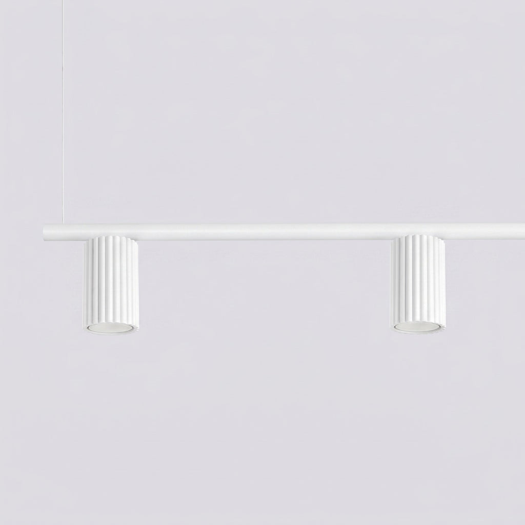 Lustre Karbon rampe 4 spots aluminium blanc GU10 détail des cannelures