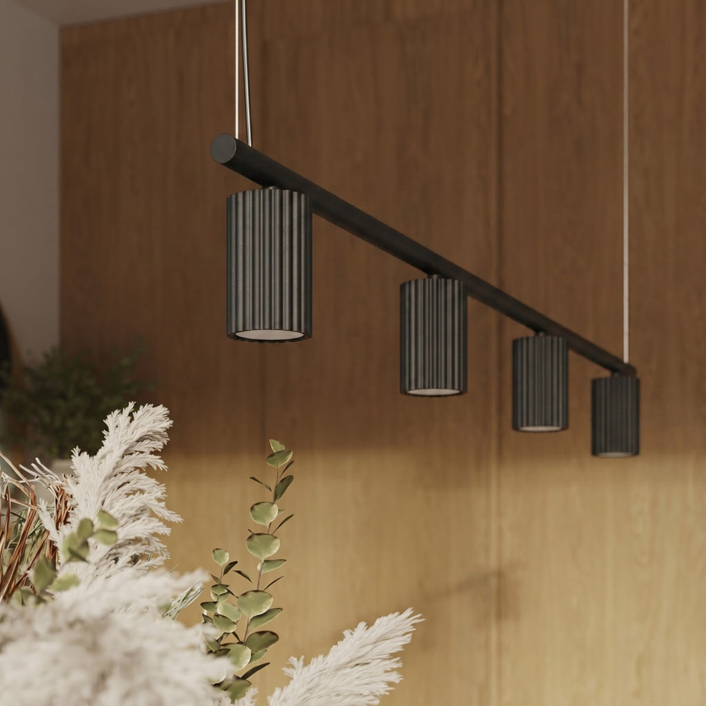Lustre Karbon rampe 4 spots aluminium noir GU10 en situation