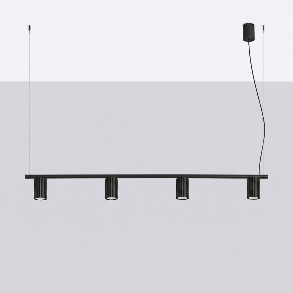 Lustre Karbon rampe 4 spots aluminium noir GU10 vue de profil
