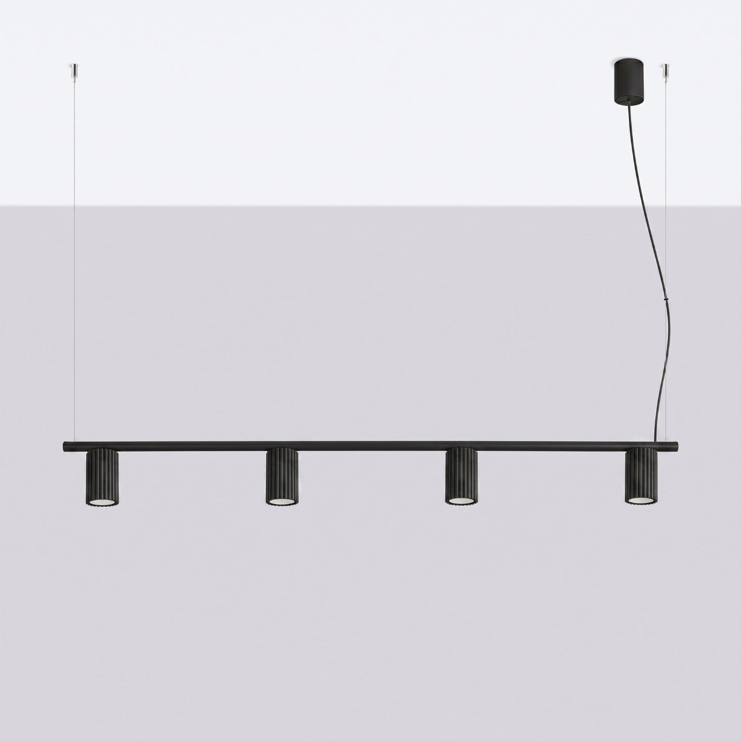 Lustre Karbon rampe 4 spots aluminium noir GU10 vue de profil