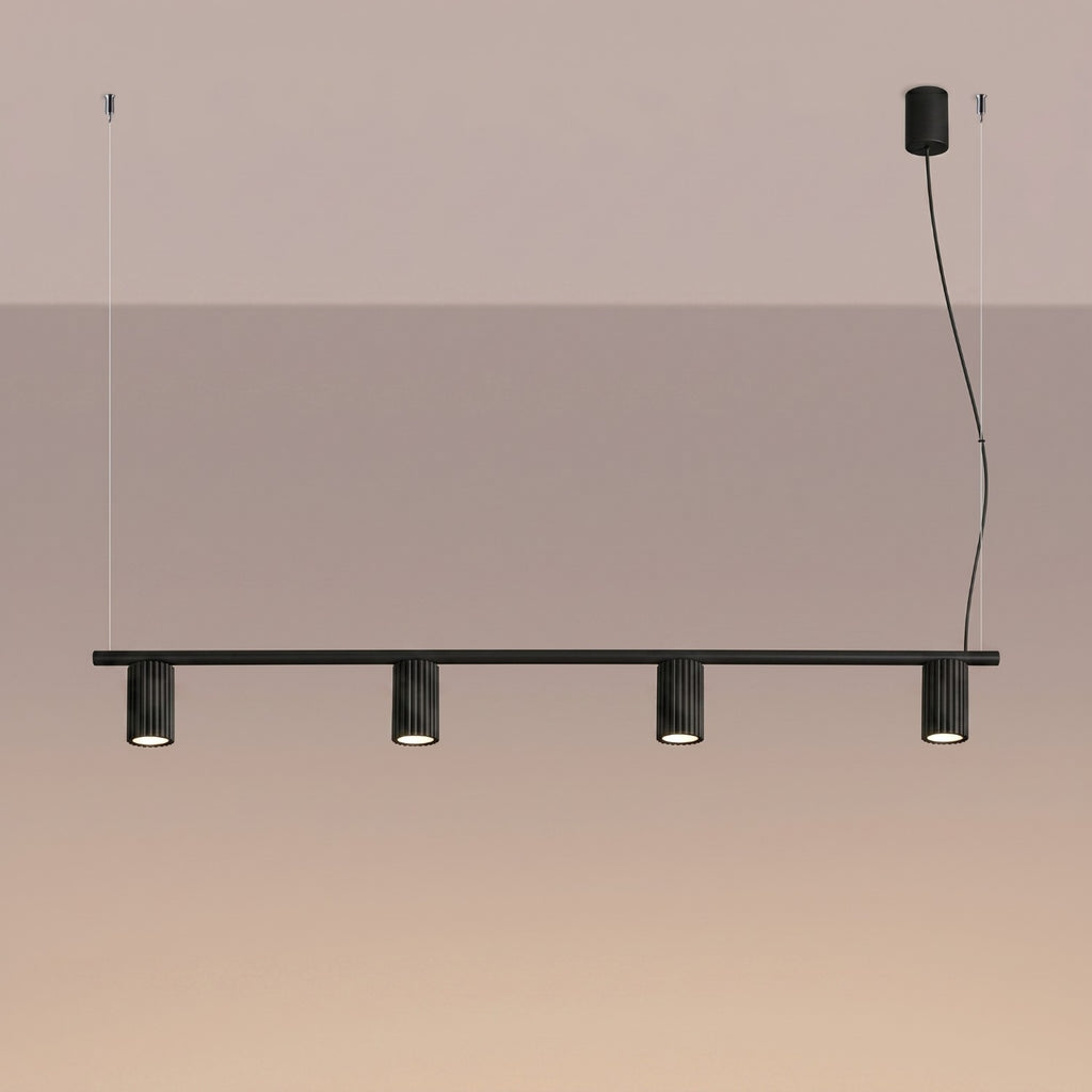Lustre Karbon rampe 4 spots aluminium noir GU10 vue de trois quarts