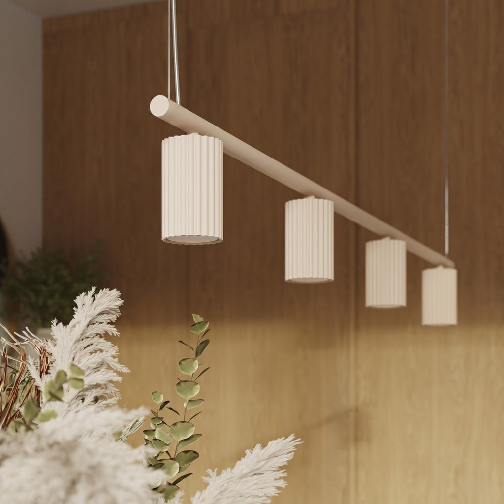Lustre Karbon rampe 4 spots aluminium beige GU10 en situation