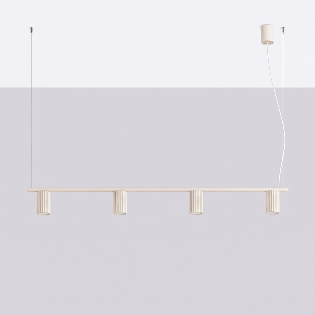 Lustre Karbon rampe 4 spots aluminium beige GU10 vue de profil