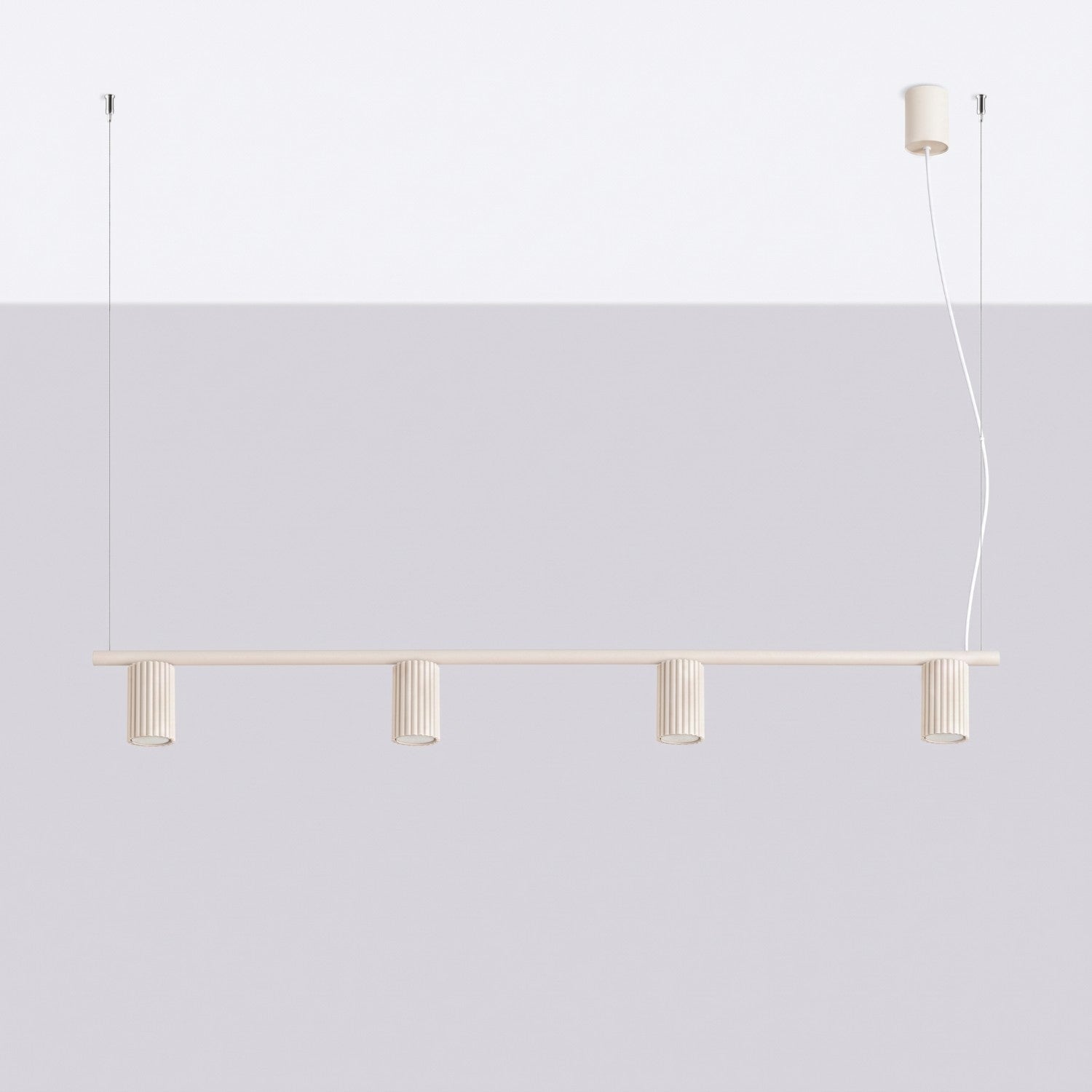 Lustre Karbon rampe 4 spots aluminium beige GU10 vue de profil