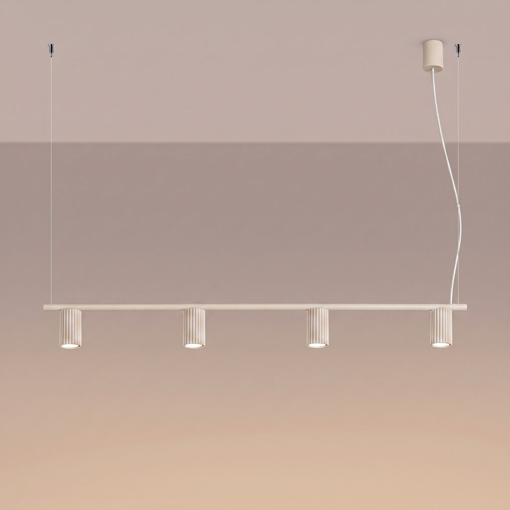 Lustre Karbon rampe 4 spots aluminium beige GU10 vue de trois quarts