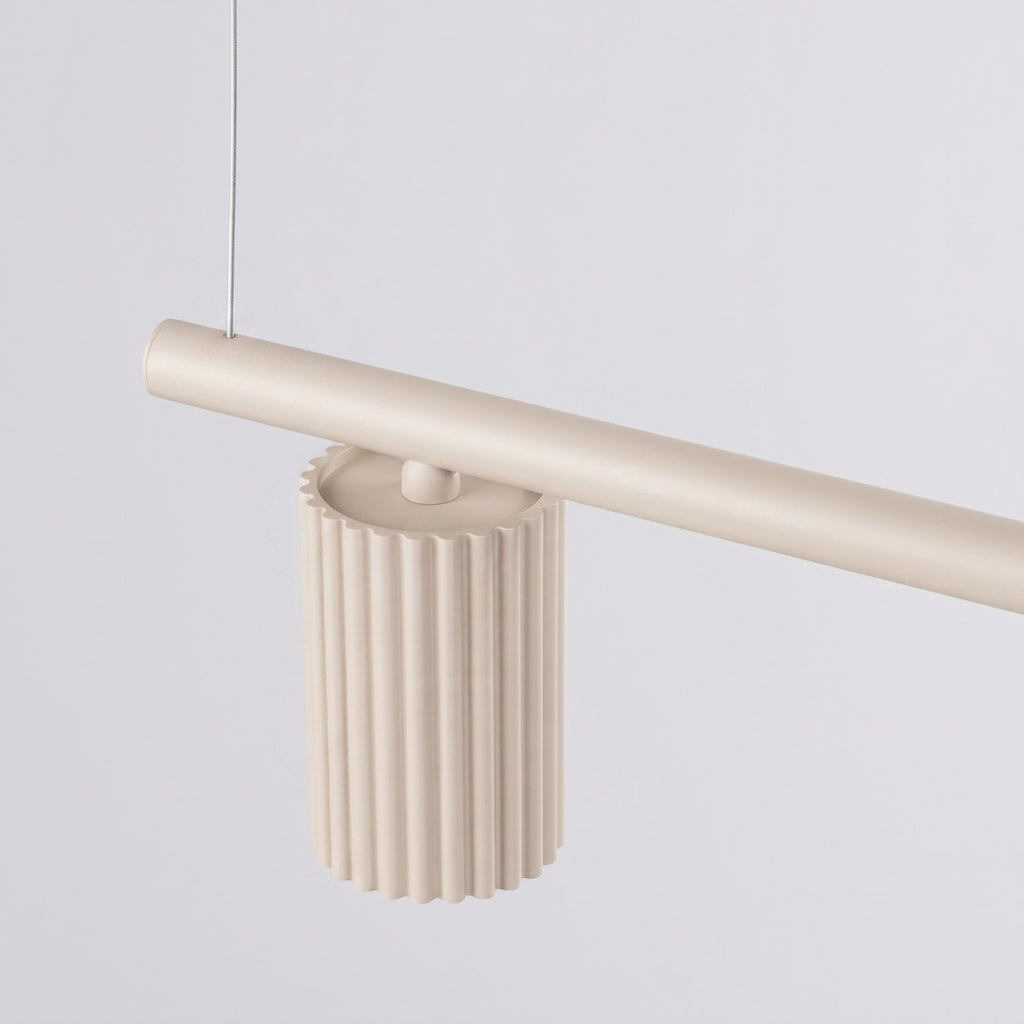 Lustre Karbon rampe 4 spots aluminium beige GU10 tête orientée